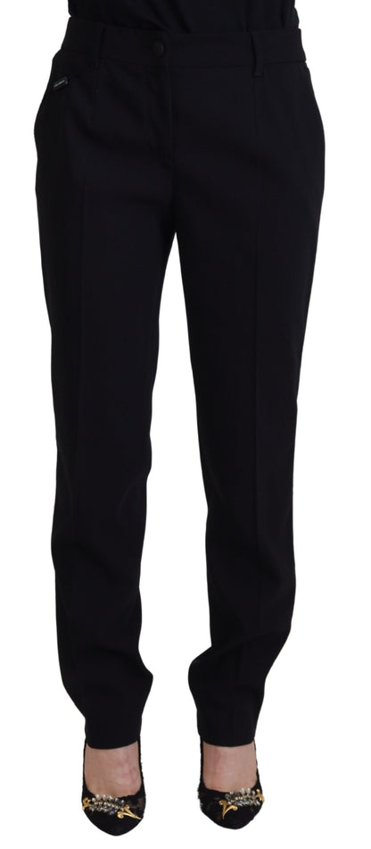 Dolce &amp; Gabbana Elegant Black Wool-Silk Blend Trousers