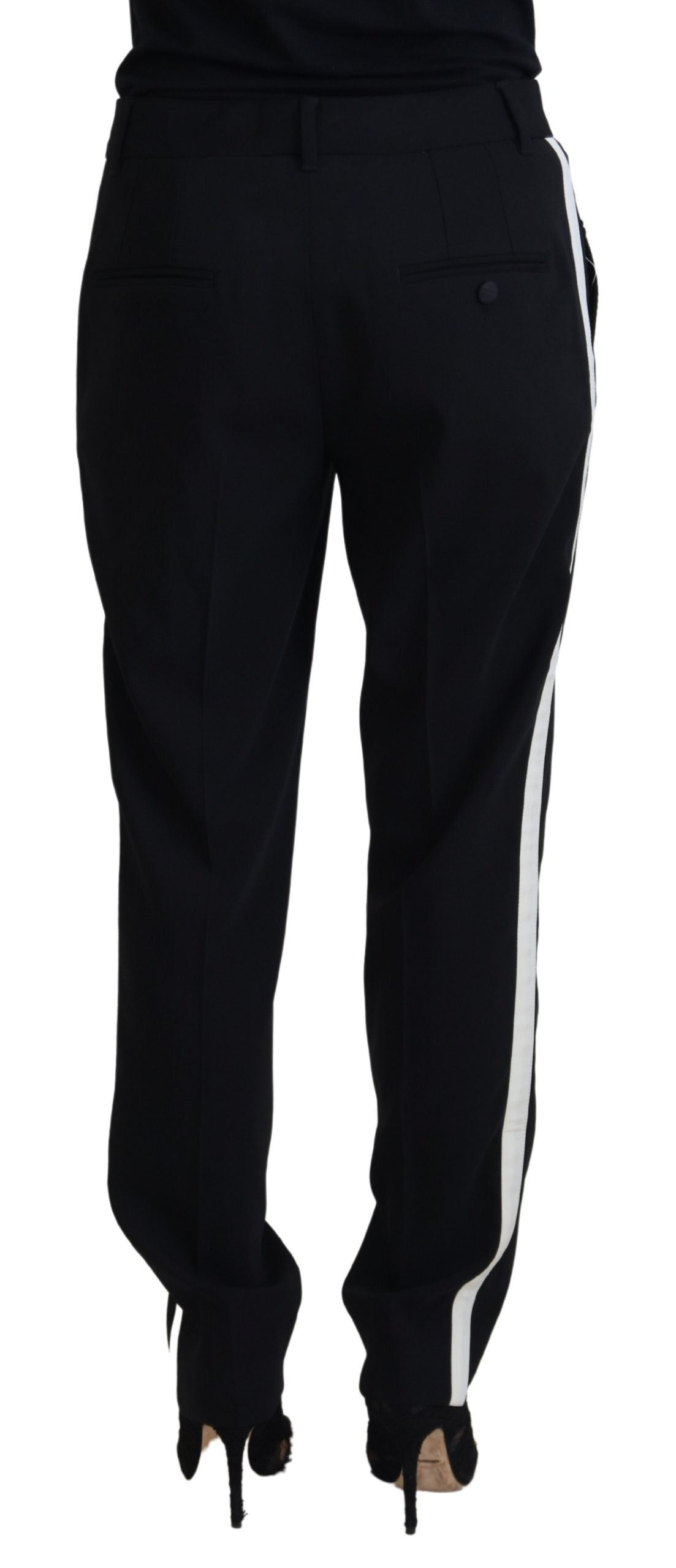 Dolce &amp; Gabbana Elegant Black Wool-Silk Blend Trousers