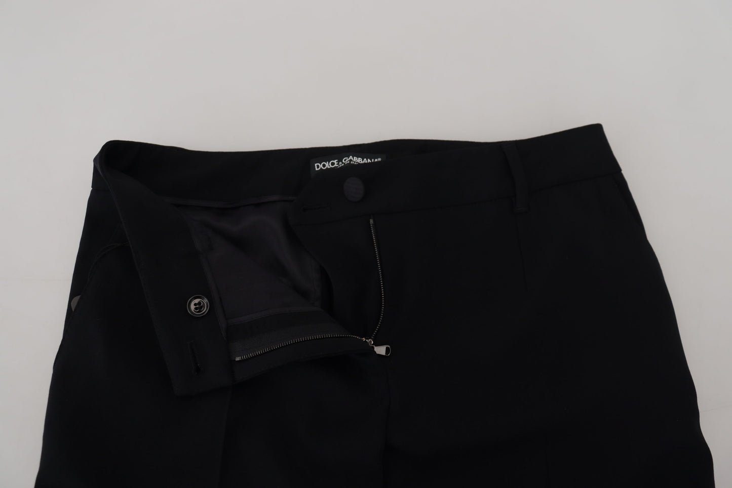 Dolce &amp; Gabbana Elegant Black Wool-Silk Blend Trousers