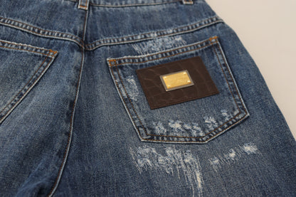 Dolce & Gabbana Elegant Tattered Denim Jeans