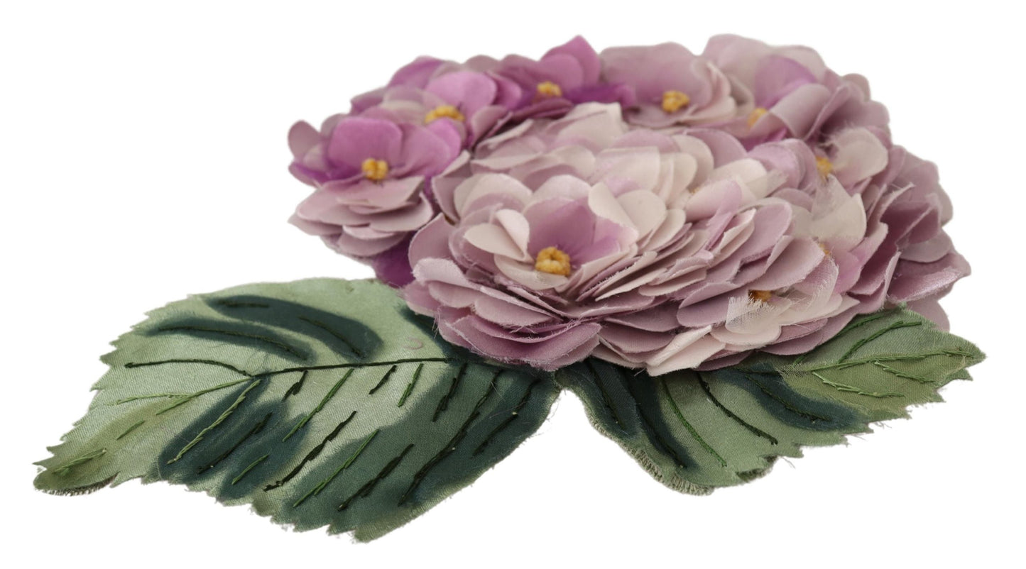 Dolce &amp; Gabbana Elegant Purple Floral Silk Blend Brooch