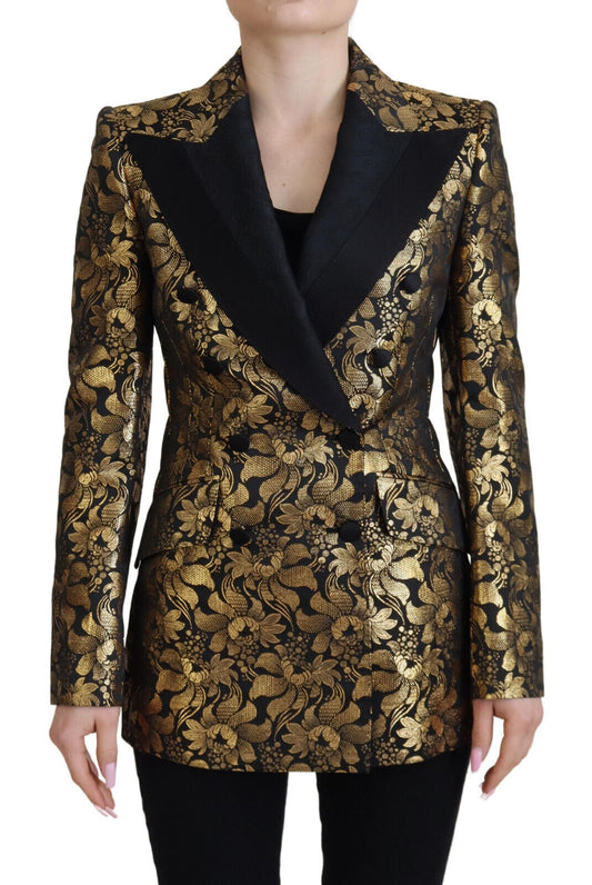 Dolce &amp; Gabbana Elegant Black and Gold Floral Jacket