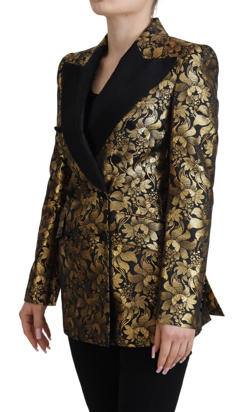 Dolce &amp; Gabbana Elegant Black and Gold Floral Jacket