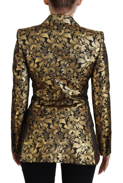 Dolce &amp; Gabbana Elegant Black and Gold Floral Jacket