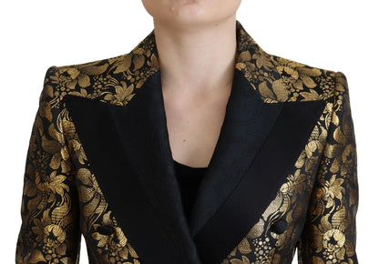 Dolce &amp; Gabbana Elegant Black and Gold Floral Jacket