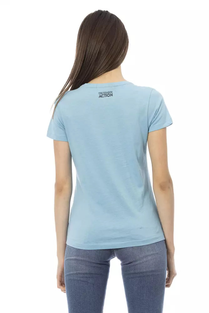 Trussardi Action Light Blue Cotton Women T-Shirt