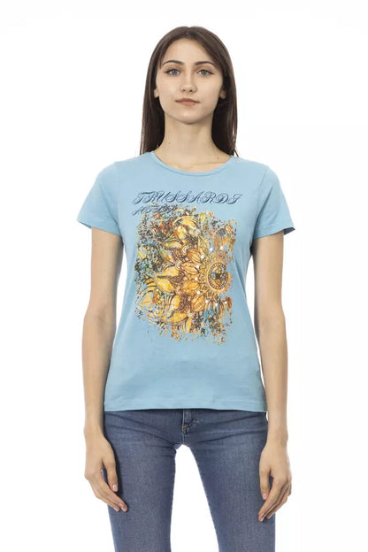 Trussardi Action Light Blue Cotton Women T-Shirt