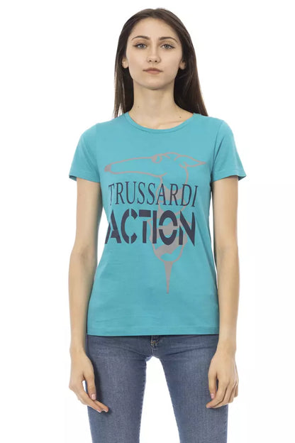 Trussardi Action Light Blue Cotton Women T-Shirt