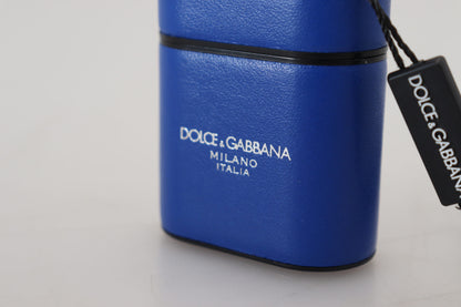 Dolce &amp; Gabbana Elegant Blue Leather Airpods Case