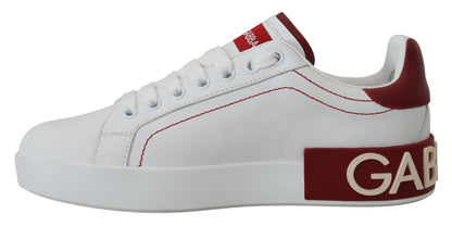 Dolce & Gabbana Chic White Portofino Leather Sneakers