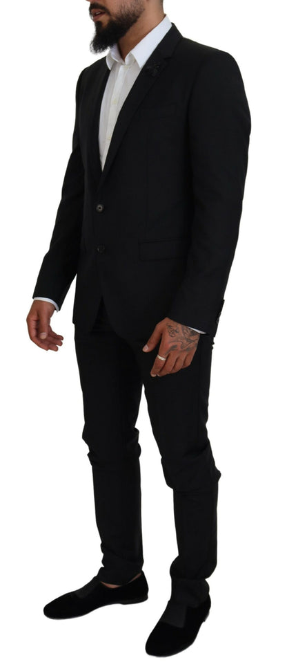 Dolce &amp; Gabbana Sleek Black Two-Piece Wool Martini Suit