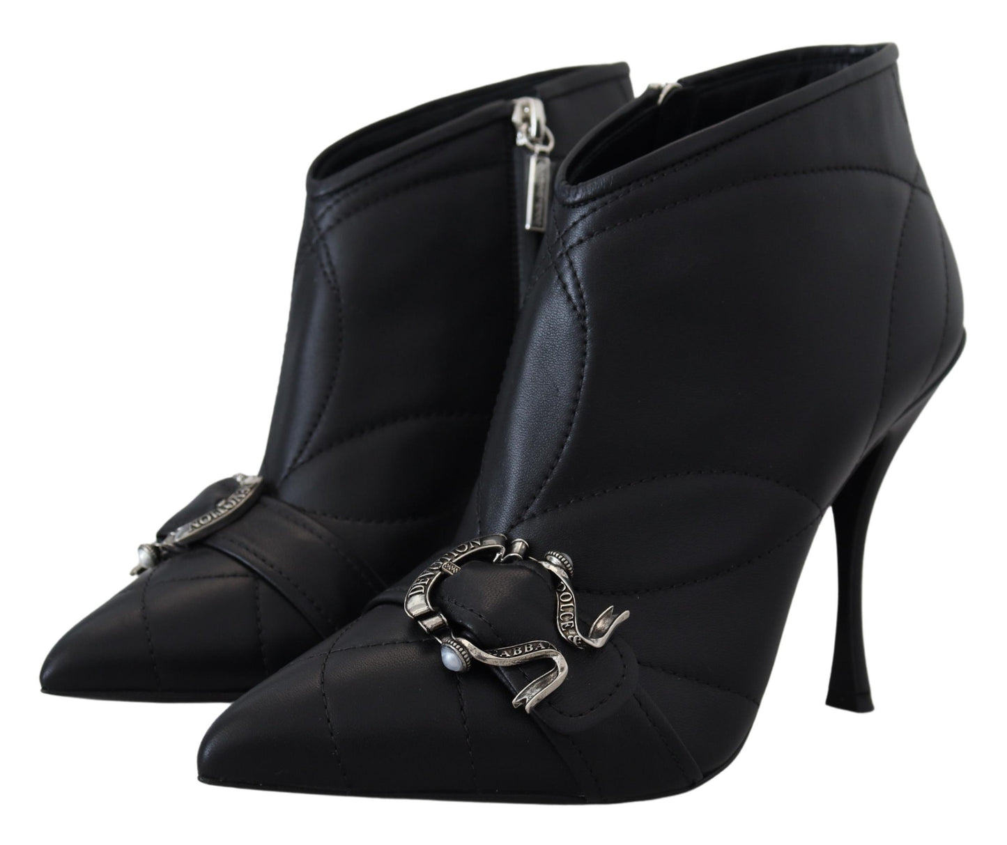 Dolce &amp; Gabbana Elegant Black Quilted Leather Booties