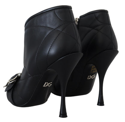 Dolce &amp; Gabbana Elegant Black Quilted Leather Booties