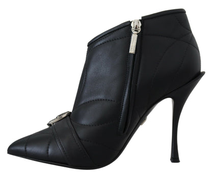 Dolce &amp; Gabbana Elegant Black Quilted Leather Booties