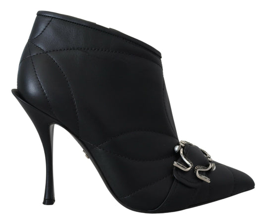 Dolce &amp; Gabbana Elegant Black Quilted Leather Booties