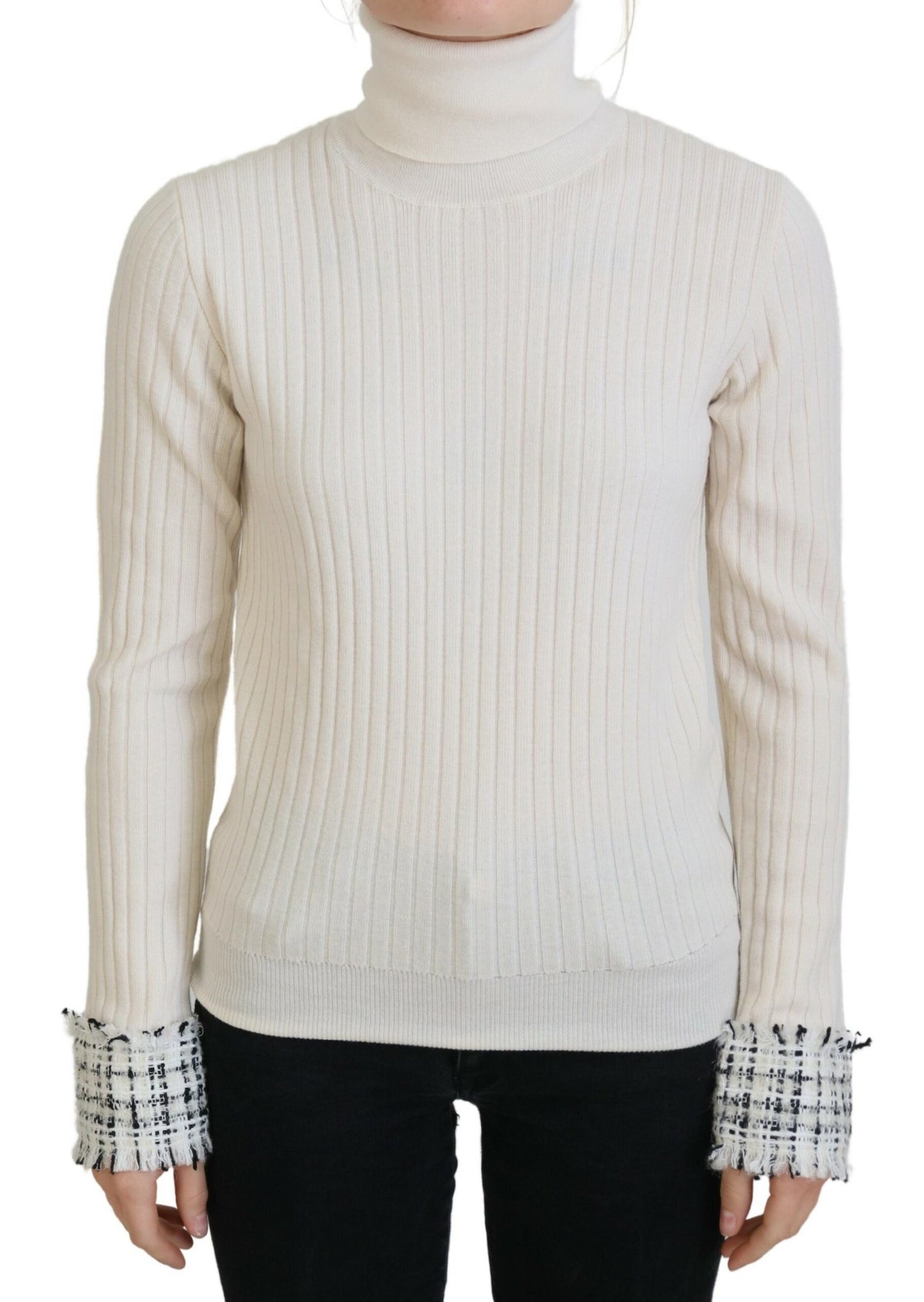 Dolce &amp; Gabbana Ivory Turtleneck Wool Blend Sweater