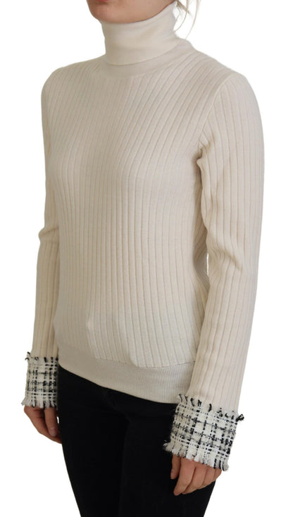 Dolce &amp; Gabbana Ivory Turtleneck Wool Blend Sweater