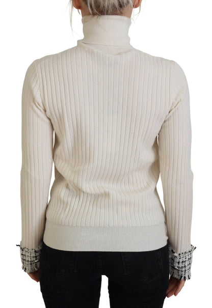 Dolce &amp; Gabbana Ivory Turtleneck Wool Blend Sweater