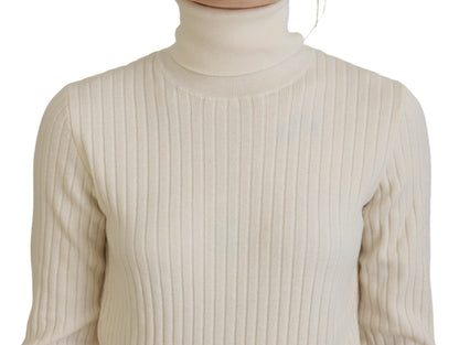 Dolce &amp; Gabbana Ivory Turtleneck Wool Blend Sweater