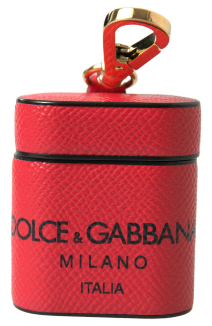 Dolce &amp; Gabbana Elegant Leather Airpods Case in Black and Red