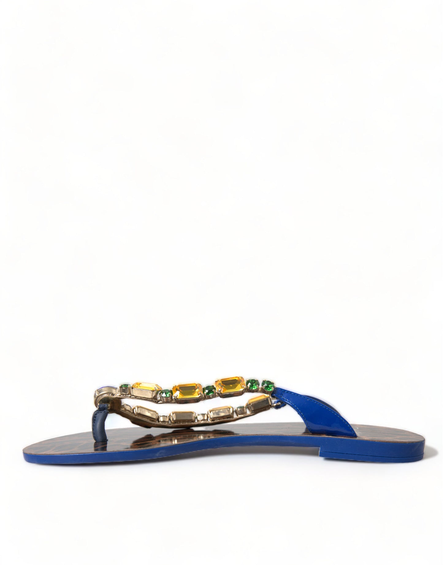 Dolce & Gabbana Elegant Blue Leather Flat Sandals