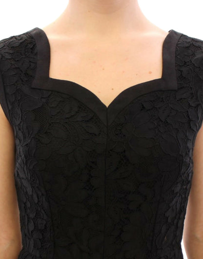 Dolce &amp; Gabbana Elegant Black Floral Lace Dress