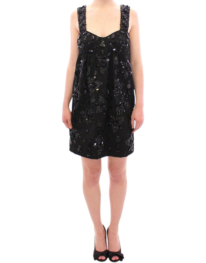 Dolce &amp; Gabbana Elegant Sequined Floral Mini Shift Dress