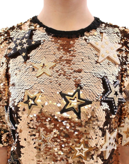 Dolce &amp; Gabbana Exquisite Gold Sequined Star Sheath Dress