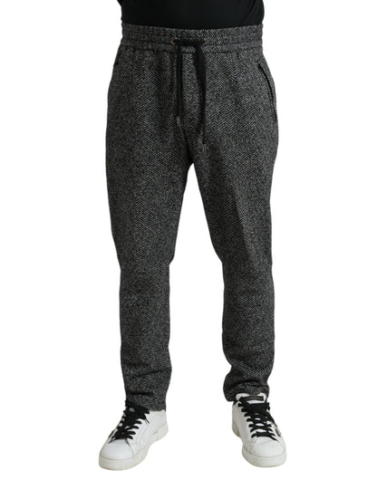 Dolce & Gabbana Elegant Dark Gray Wool Blend Joggers