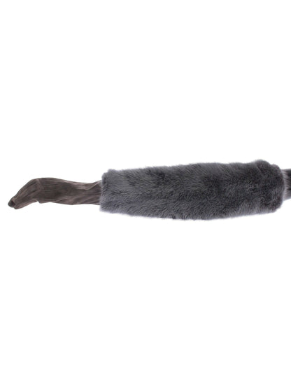 Dolce &amp; Gabbana Elegant Gray Mink Fur Leather Elbow Gloves