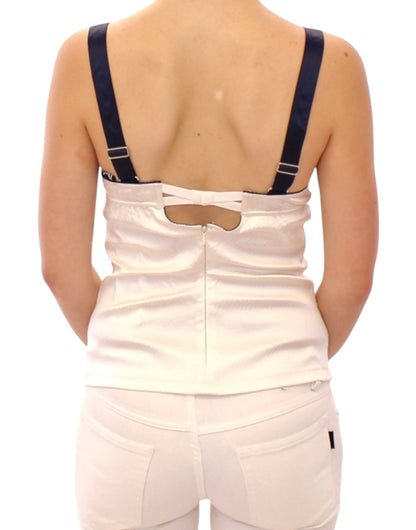 Dolce &amp; Gabbana White Sailor Motif Stretch Tank Top