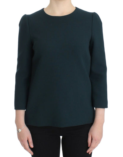 Dolce &amp; Gabbana Enchanted Sicily Green Wool Silk Blend Blouse