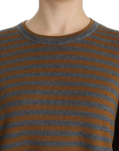 Dolce &amp; Gabbana Yellow &amp; Gray Striped Oversized Sweater