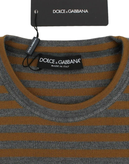 Dolce &amp; Gabbana Yellow &amp; Gray Striped Oversized Sweater