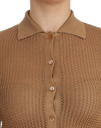 Dolce &amp; Gabbana Beige Knitted Cotton Polo Cardigan Sweater