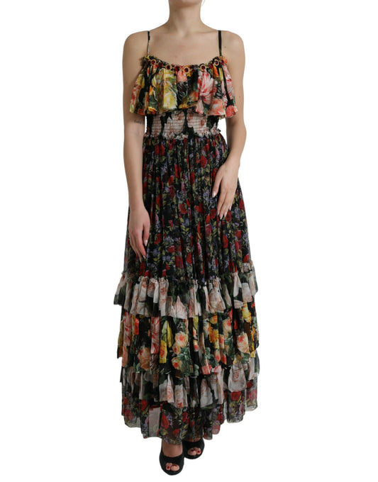 Dolce &amp; Gabbana Vibrant Silk Floral Maxi Dress