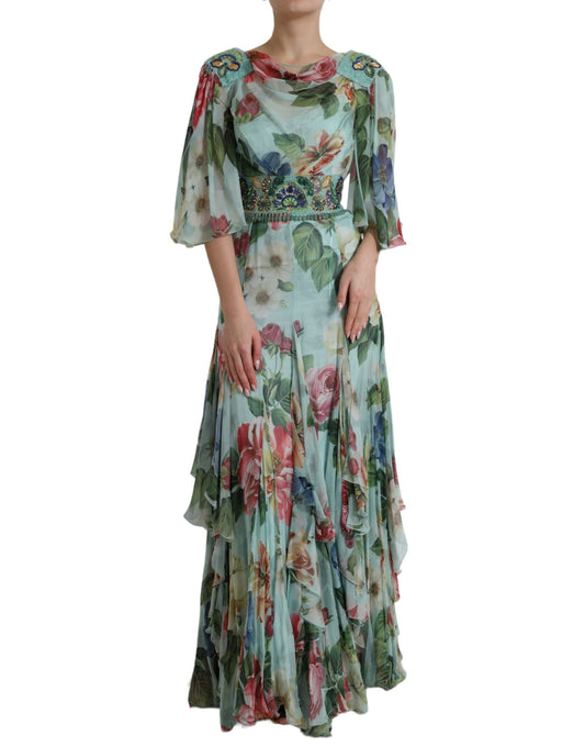 Dolce &amp; Gabbana Elegant Floral Silk Long Dress