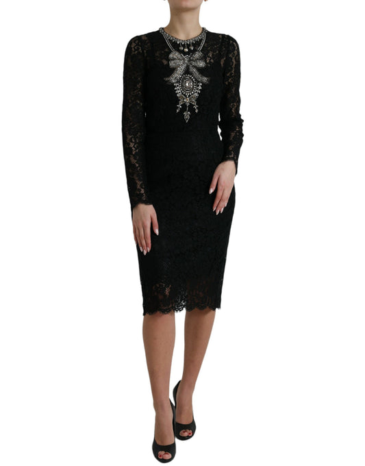 Dolce &amp; Gabbana Elegant Crystal-Embellished Sheath Dress