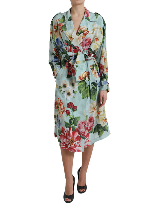 Dolce &amp; Gabbana Elegant Floral Silk Trench Jacket