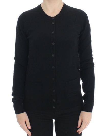 Dolce &amp; Gabbana Elegant Black Wool Cardigan Sweater