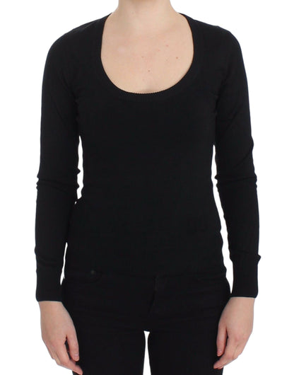 Dolce &amp; Gabbana Elegant Black Deep Crewneck Sweater