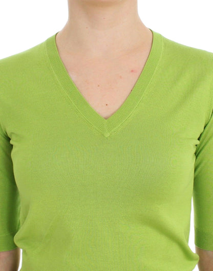 Dolce &amp; Gabbana Emerald Green Wool V-Neck Pullover