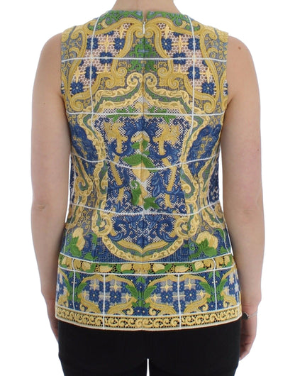 Dolce &amp; Gabbana Majolica Embroidered Sleeveless Elegance