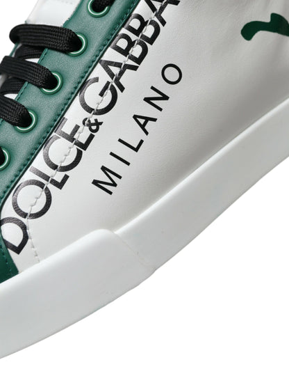 Dolce & Gabbana Elegant White Crown Leather Sneakers