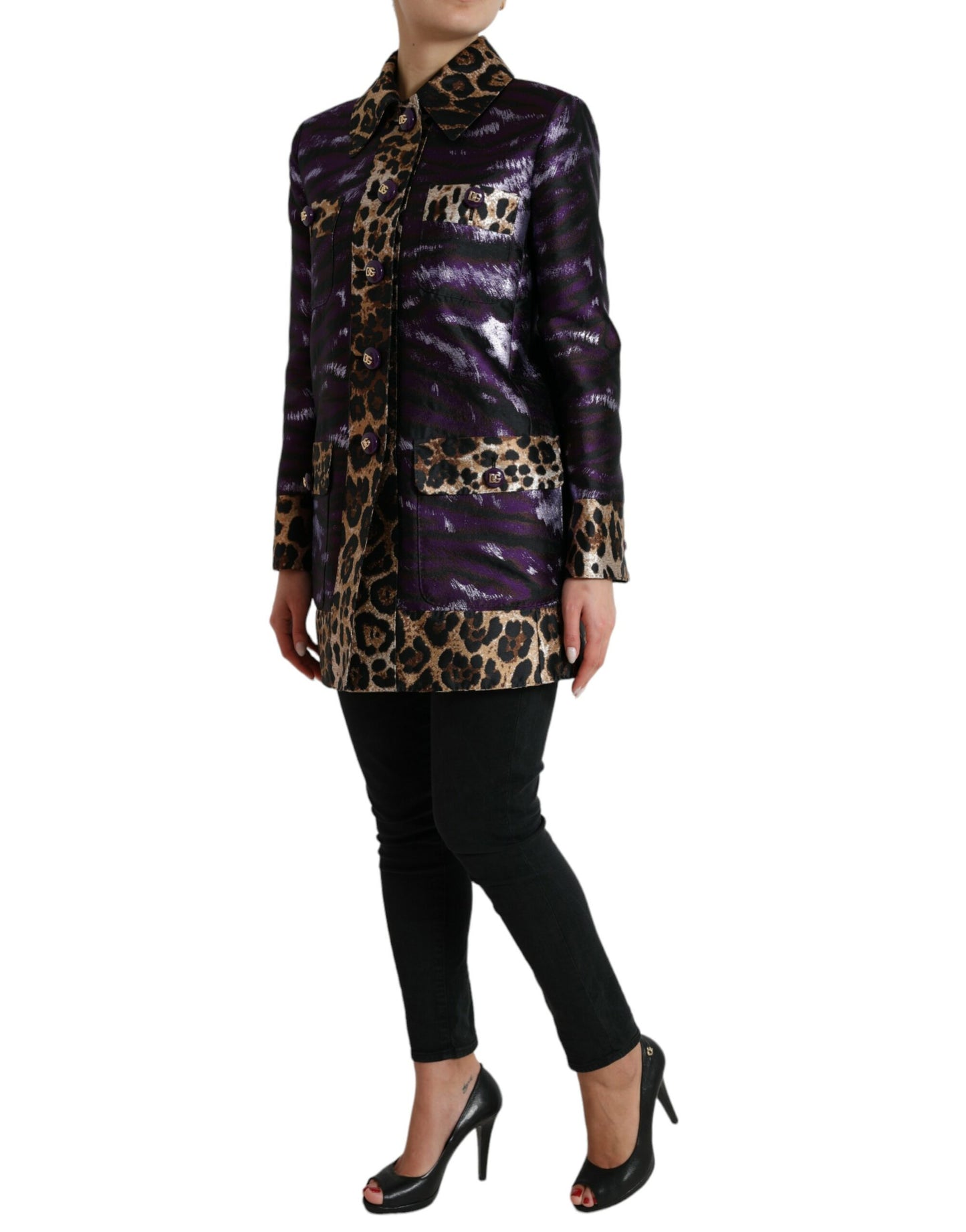 Dolce & Gabbana Exquisite Jacquard Trench With Tiger Motif