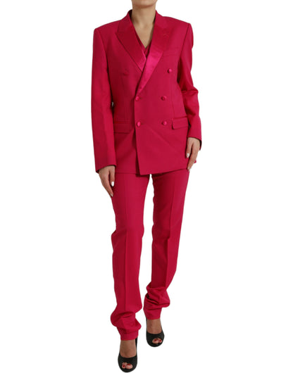 Dolce &amp; Gabbana Elegant Red Slim Fit 3 Piece Martini Suit