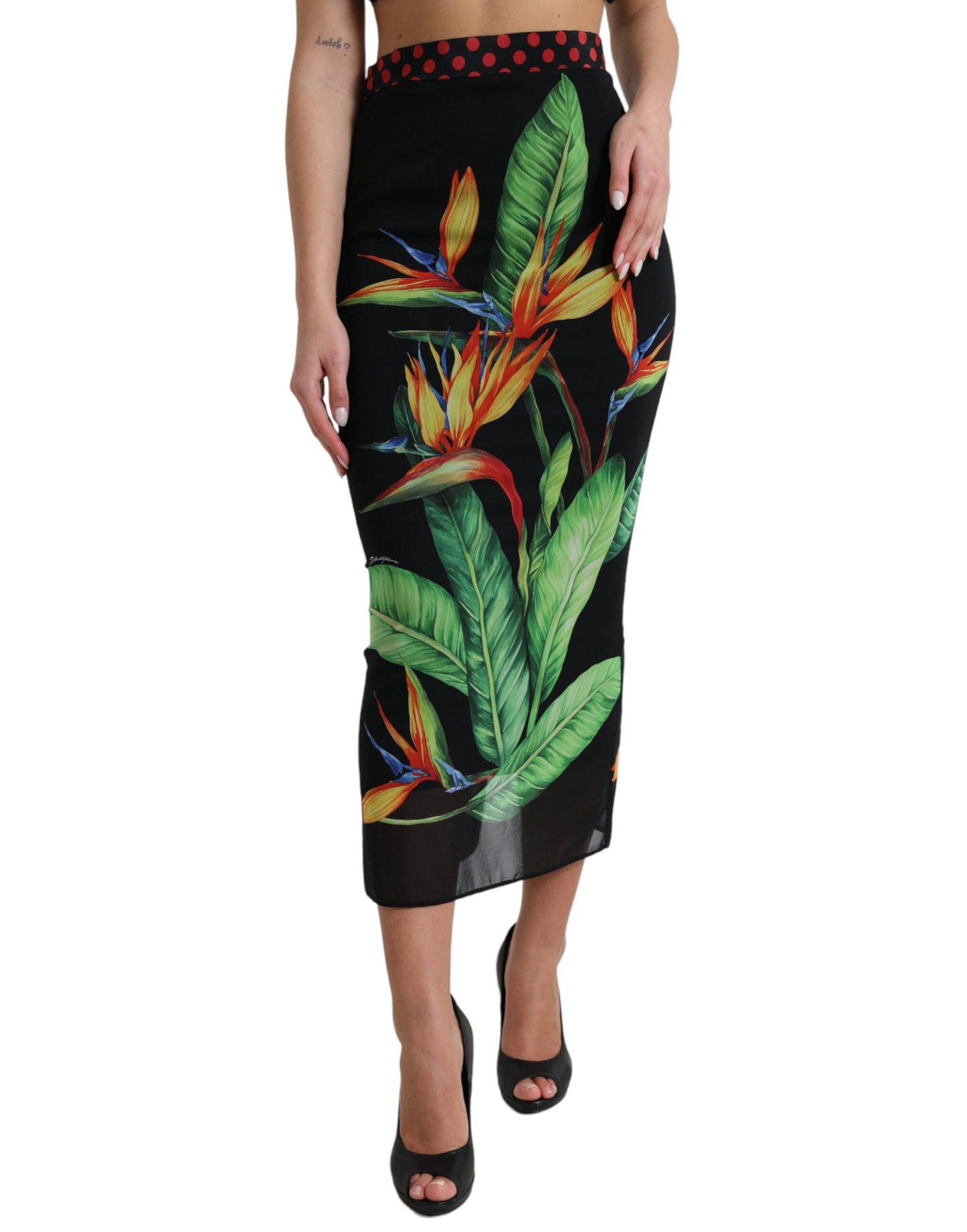 Dolce &amp; Gabbana Floral High Waist Silk Midi Skirt