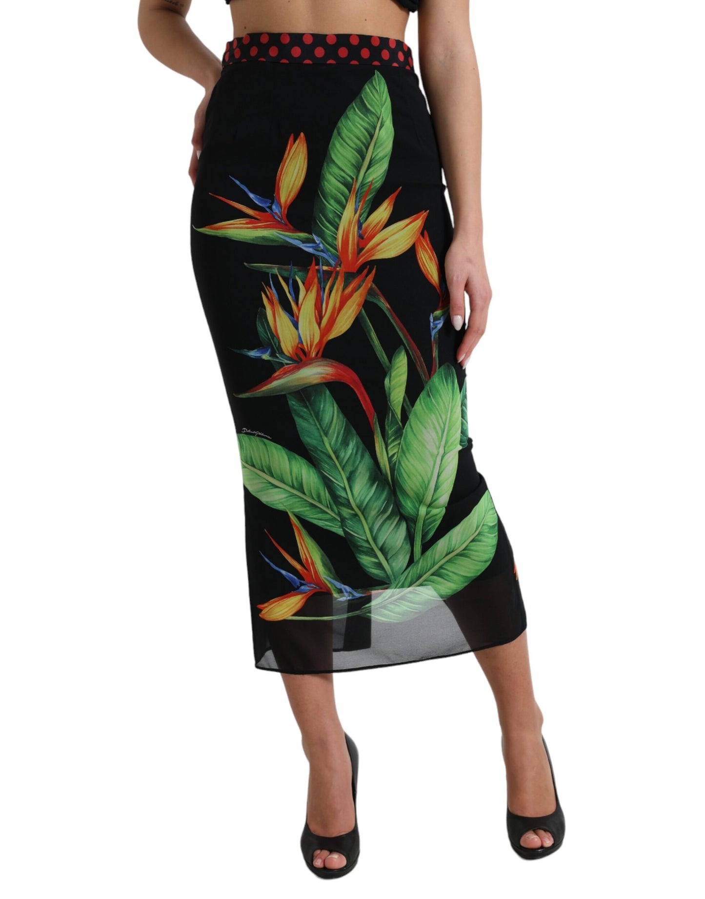 Dolce &amp; Gabbana Floral High Waist Silk Midi Skirt