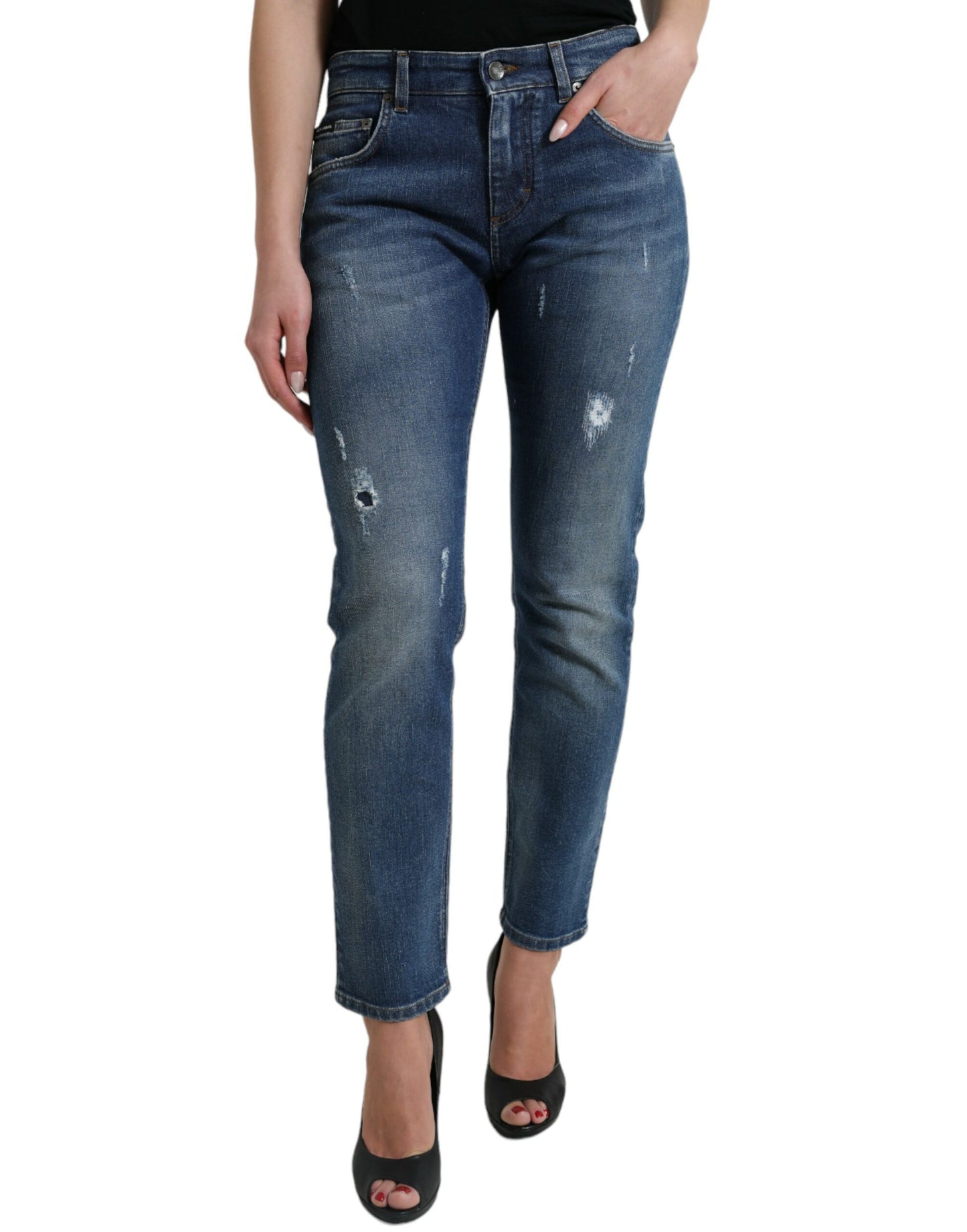 Dolce &amp; Gabbana Chic Boyfriend Mid-Waist Stretch Jeans