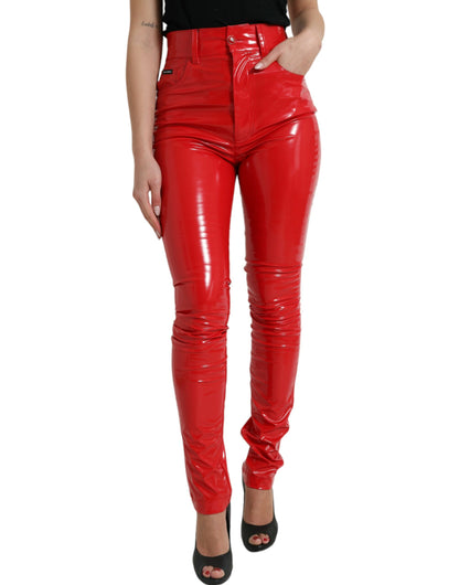 Dolce &amp; Gabbana High Waist Red Skinny Pants - Sleek and Chic